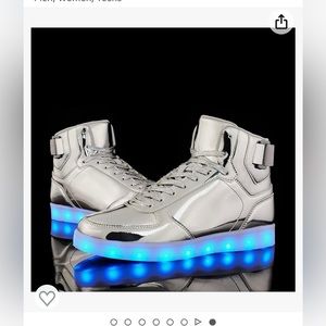 Unisex high top led light up shoes silver size 12